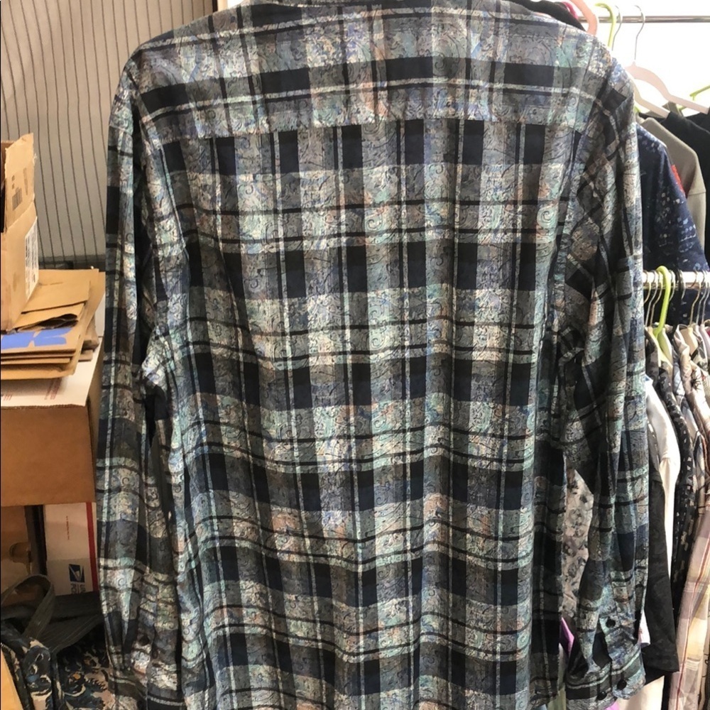John Randall Blue and Black Casual Button Down Shirt - Picture 4 of 4